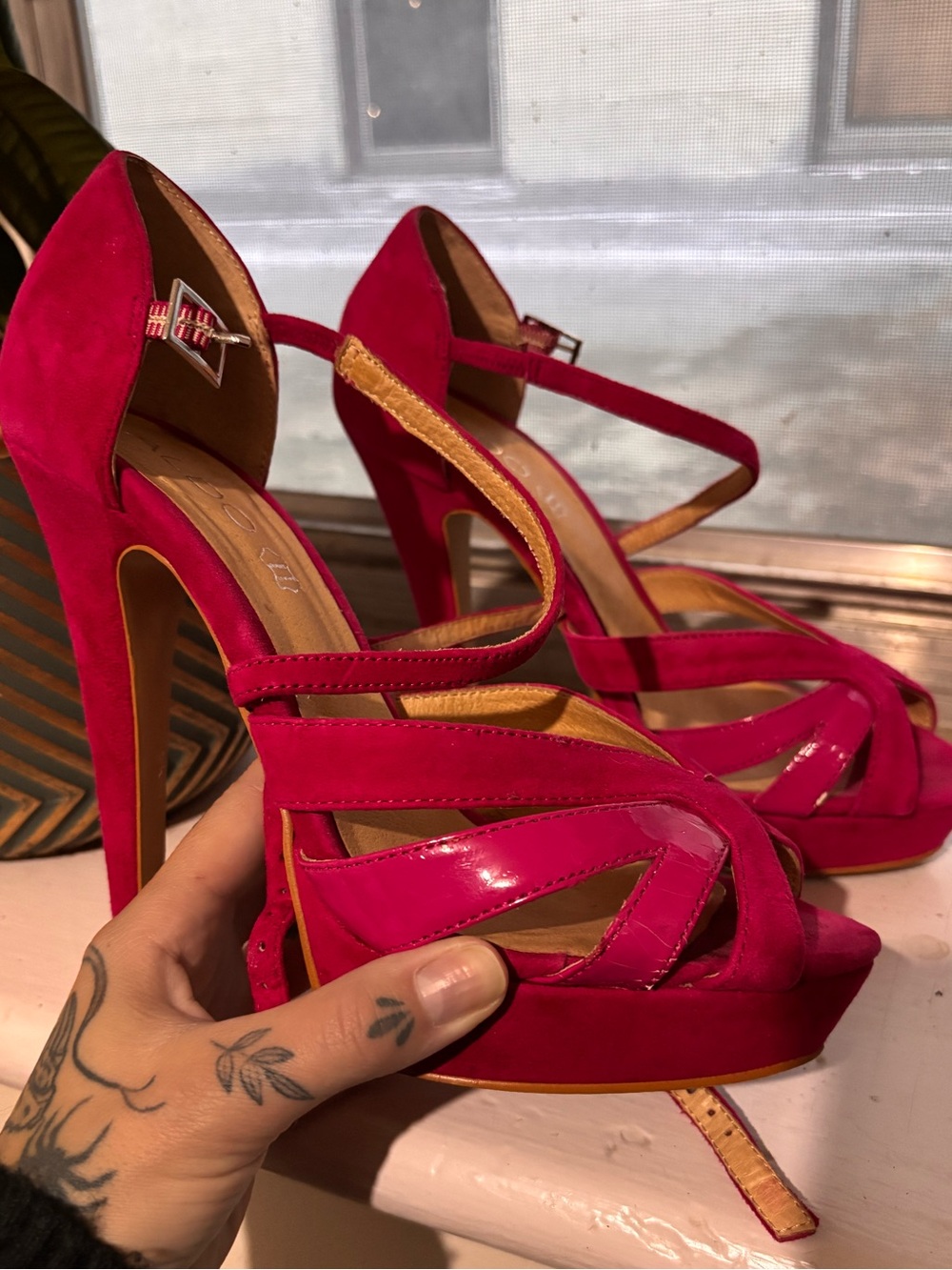 Aldo Hot Pink Strappy Platform Heels